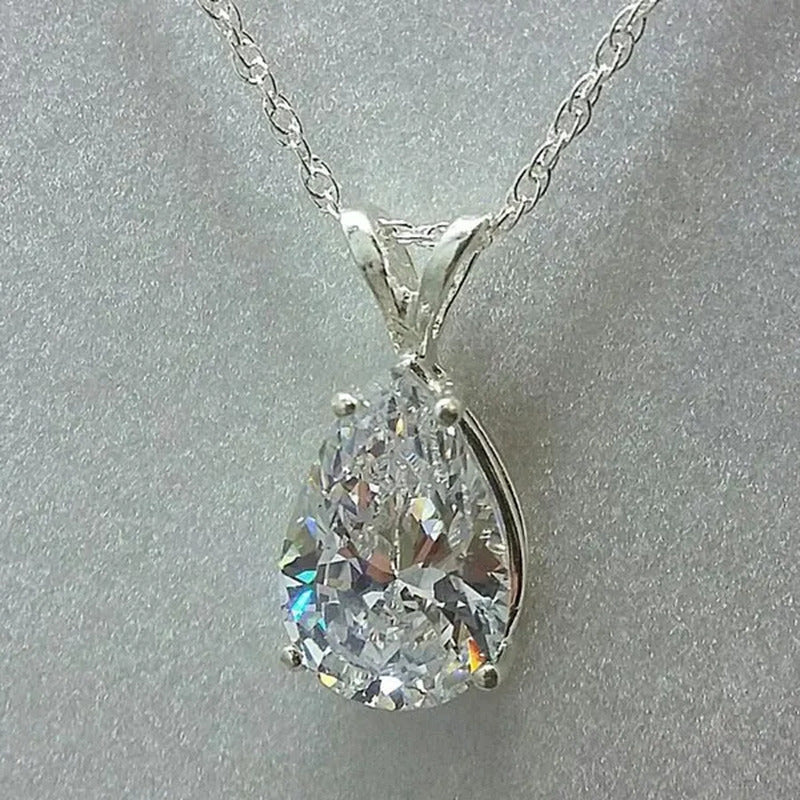 Elegant Bridal Clavicle Necklace 925 Sterling Silver Teardrop Amethyst Necklace