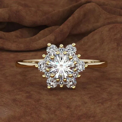 Fashion Creative Diamond Snowflake Zircon Ring Women'S Luxury Engagement Wedding