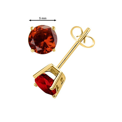 Mauli Jewels Ear Rings for Women 1.04 Carat 5MM round Shape Garnet Earrings Cara