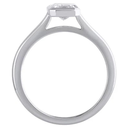 0.96 CT. T.W. Emerald Shaped Bezel Set Diamond Solitaire Ring in 14K Gold
