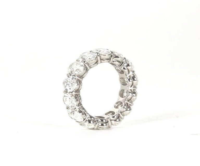 11.24 Carat Oval Shape Diamond Platinum Eternity Band Ring Anniversary Band
