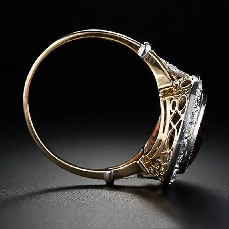 Fashion Luxury 925 Sterling Silver Oval Cut Ruby Ring Princess Engagement Weddin