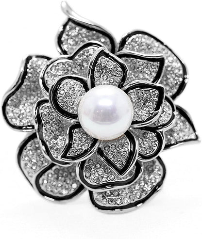 Sparkly Flower Brooch Pin for Women with Beautiful Created Crystal