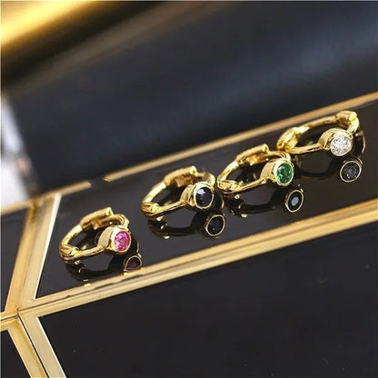 1PC Tiny Color Diamond Hoop Earrings Huggie Hoops Dainty Ear Bone Earrings