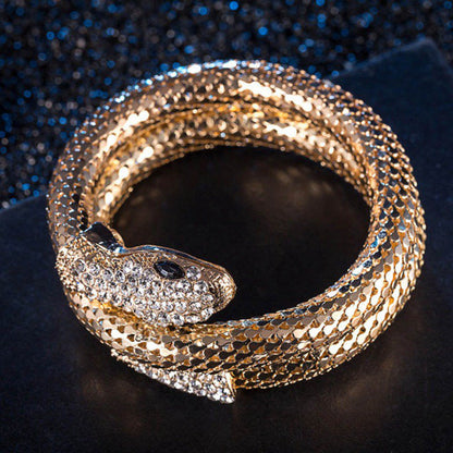 1PC Hot Popular Punk Gold Color Snake Bangle Retro Club Snake Spiral Bracelet Up