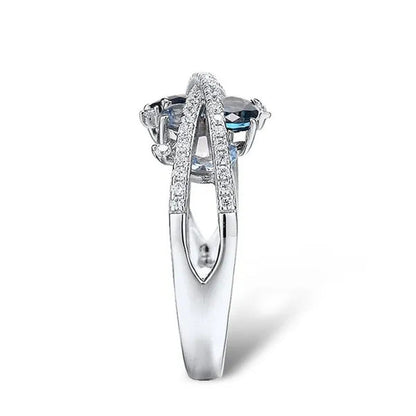 Trendy Luxury Rings for Women Shimmering Blue Spinel with Zircon Rings Romantic