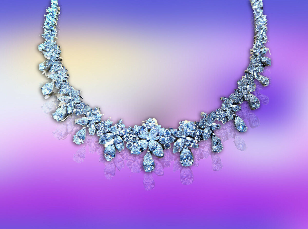 Diamond pear shape marquise round brilliant diamond shape diamond set necklace