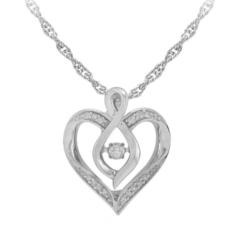 0.10 CT. T.W. Diamond Heart Pendant Necklace (I, I1, IGI Appraisal Value: $135)