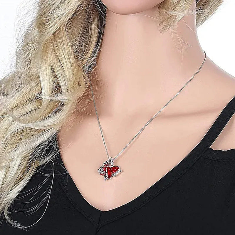 Butterfly Crystal Necklace with Premium Birthstone Pendant Necklace Shiny Butter