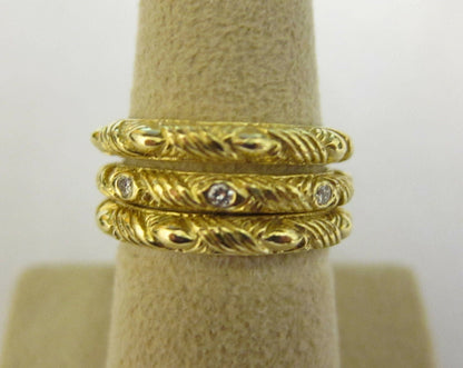 DIAMOND BAND AND TWO GOLD BAND STACKABLE 3 PIECE BAND