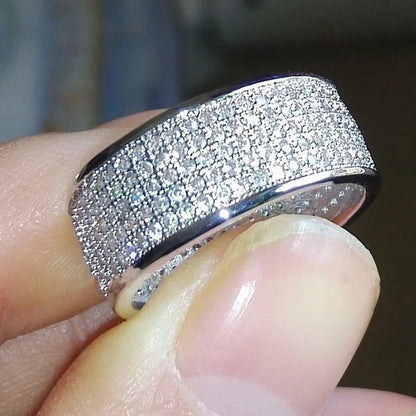 White Sapphire Rhinestones Birthstone Ring Men'S Women Wedding Engagement Band R