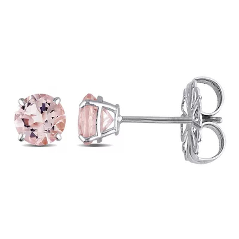 Morganite Stud Earrings in 14K White Gold