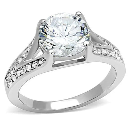 Women'S 3.17 Ct round Cut Zirconia Stainless Steel Engagement Ring Size 5-10