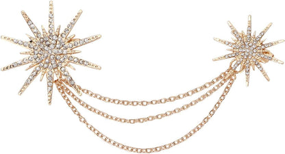 Fikalife Fashion Snowflake Brooch Alloy Tassel Chain Brooch Lady Jewelry Accesso