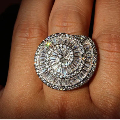Gorgeous 925 Silver Crown Natural Gemstones White Sapphire Birthstone Bride Wedd