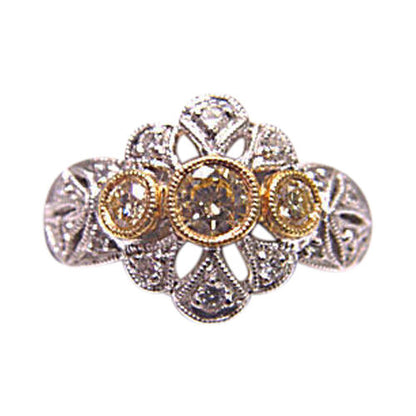 .50 CT ROUND SHAPE DIAMOND RING BAND DIAMOND TWO TONE ANTIQUE RING PLATINUM 18K