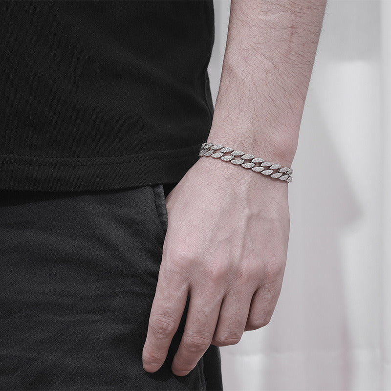 Cuban Bracelet Men'S Sterling Silver with Diamonds