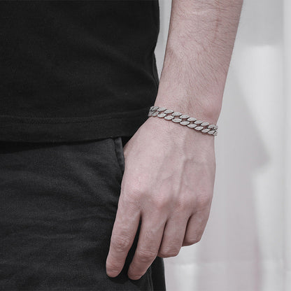 Cuban Bracelet Men'S Sterling Silver with Diamonds