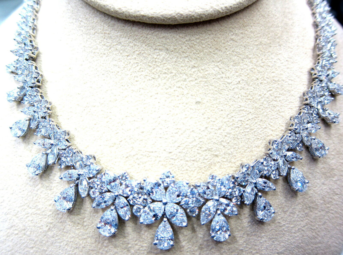 Diamond pear shape marquise round brilliant diamond shape diamond set necklace