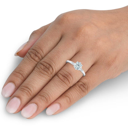 1.05 Ct Diamond Engagement Ring Vintage Accent 14K White Gold 8 Prong