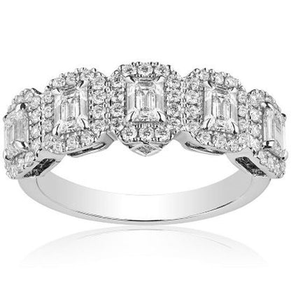 Superior Quality VS Collection 1.50 CT. T.W. Emerald Shaped Diamond Halo Band in