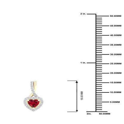 Imperial Gemstone 10K Yellow Gold Heart Cut Ruby 1/10 CT TW Diamond Halo Pendant