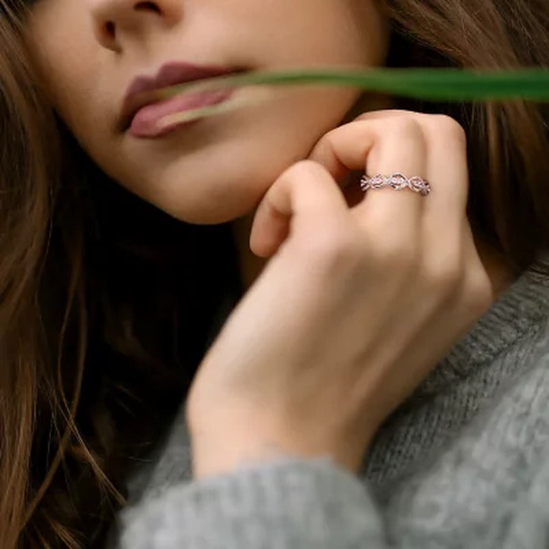 Pink Sapphire Infinity Design Ring in 14K Rose Gold