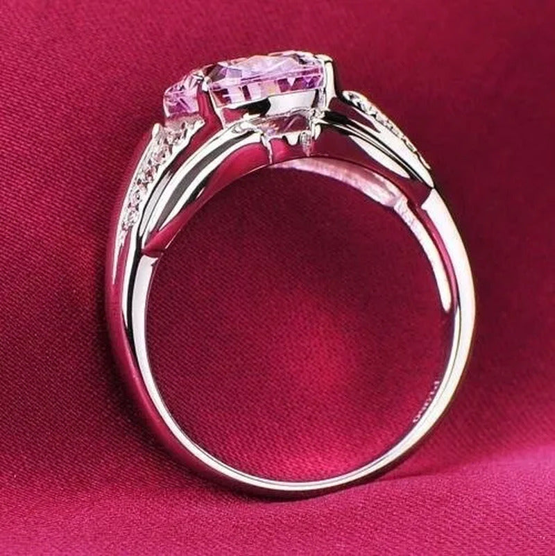 Rings Women Pretty 925 Sterling Silver Pink Sapphire & Gemstone Ring Size 6 7 8