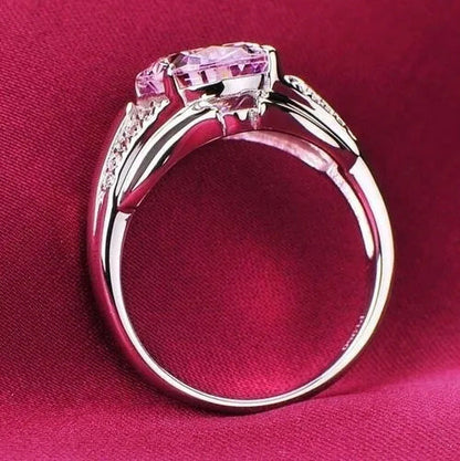 Rings Women Pretty 925 Sterling Silver Pink Sapphire & Gemstone Ring Size 6 7 8