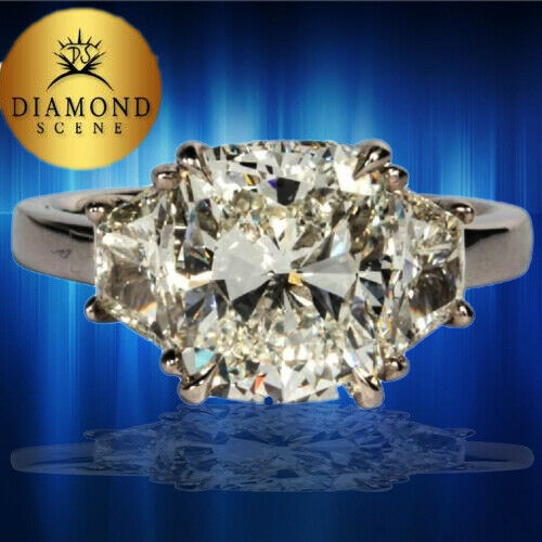 GIA Certified 4.01 Carat Cushion Cut Diamond Engagement Ring set in Platinum