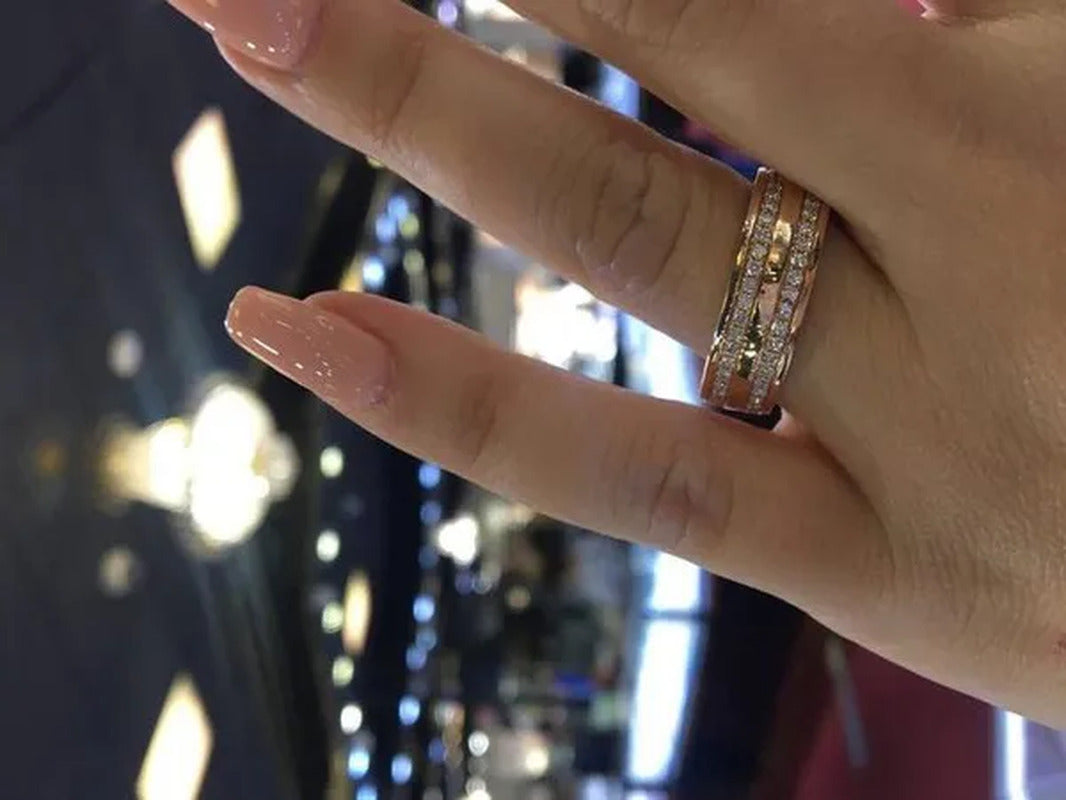 Luxury Fashion Brilliant Natural White Sapphire Gemstone Ring Wedding Band Engag