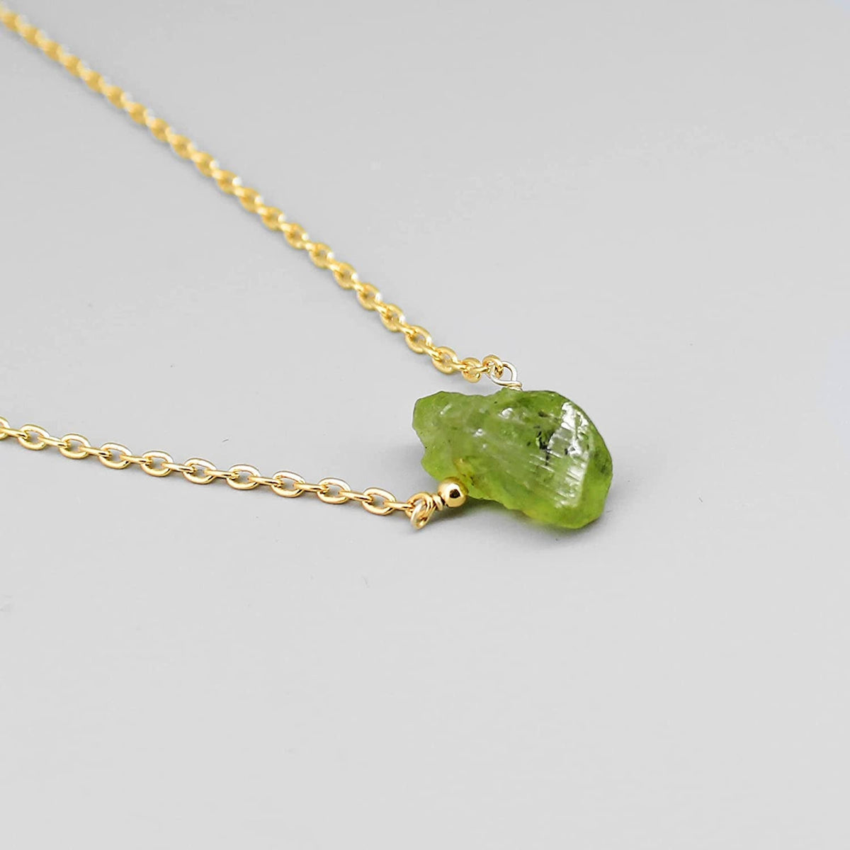 Gempires Natural Raw Green Peridot Crystals Pendant Necklace, Raw Gemstone, Ener