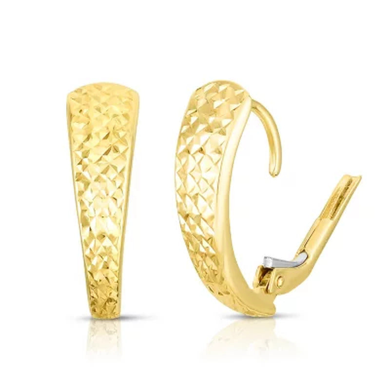 Sparkle Diamond Cut Huggie Earrings in 14K Yellow Gold