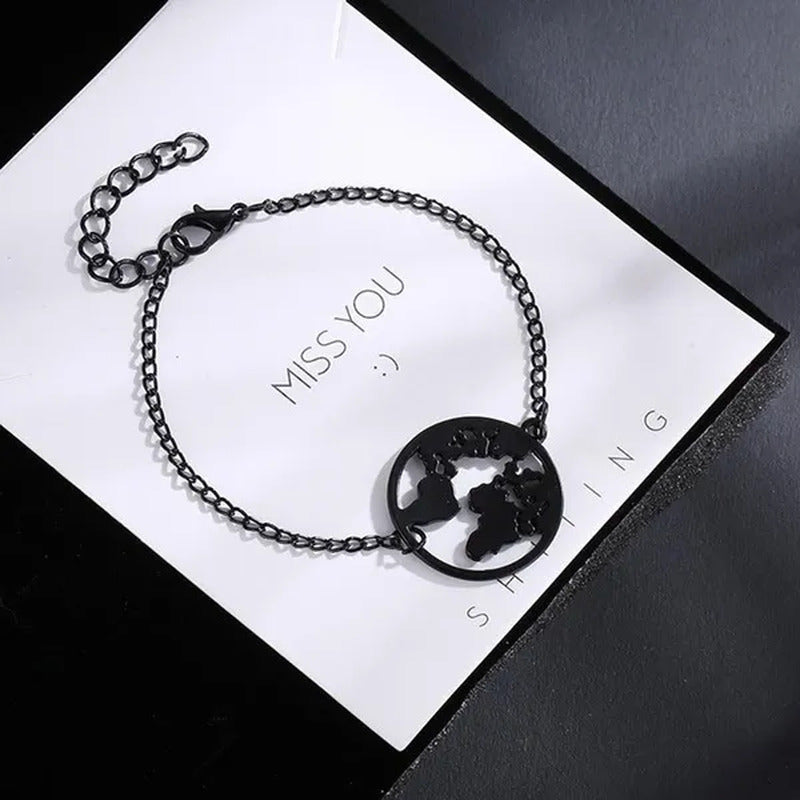Chain Link World Map Bracelets Bangles Jewelry Globe Bracelet Charm Travel Jewel