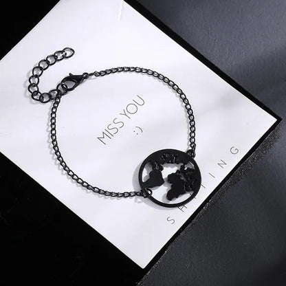Chain Link World Map Bracelets Bangles Jewelry Globe Bracelet Charm Travel Jewel