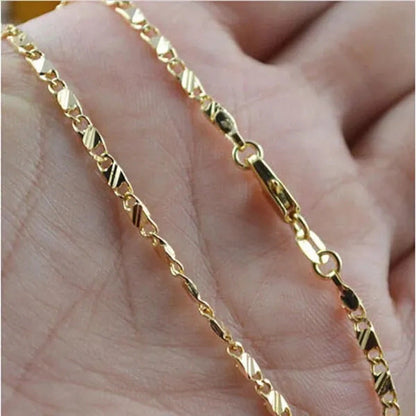 New Fashion Luxury Exquisite Men and Women Fashion Solid Chain Necklace 2Mm Wide