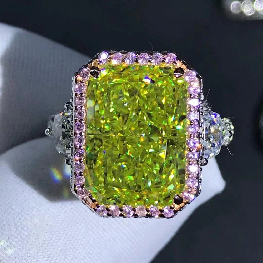 Luxury 100% 925 Sterling Silver 3EX 6CT VVS Apple Green Created Moissanite