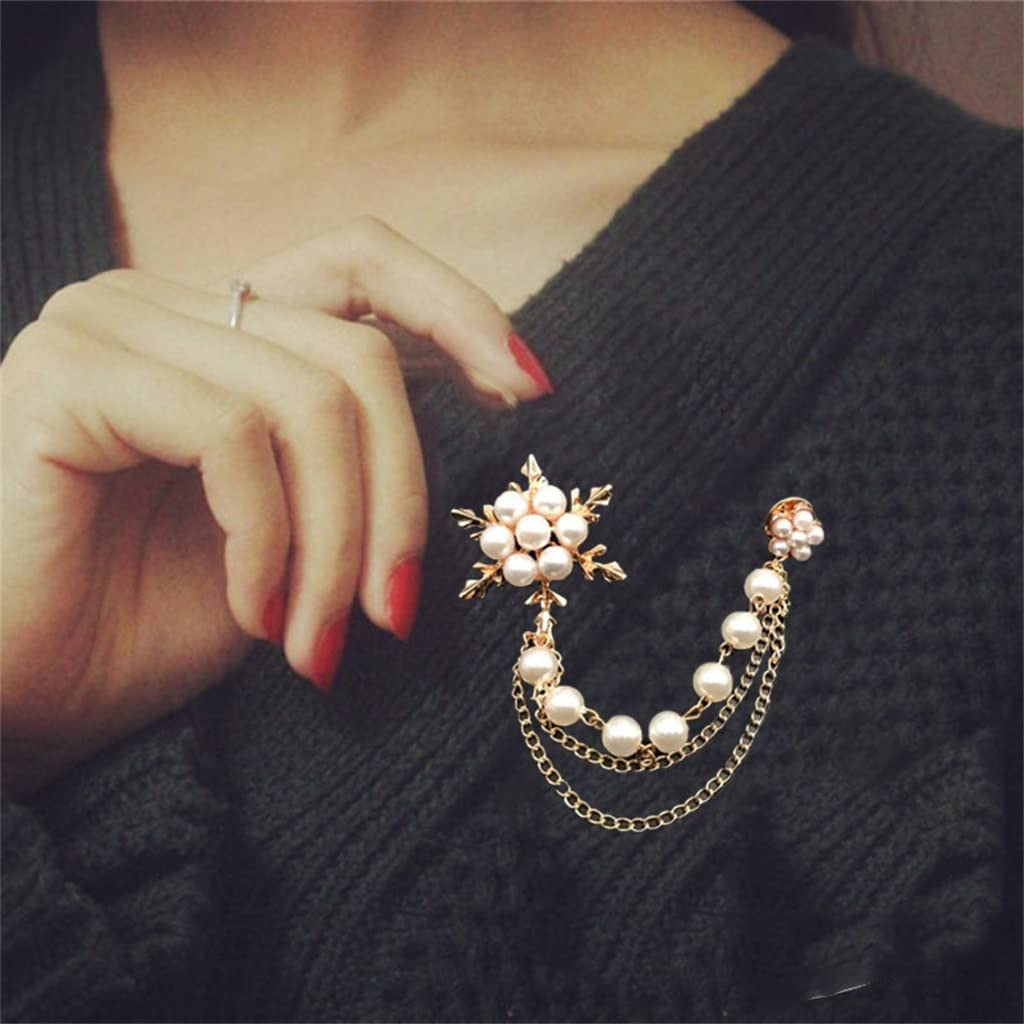 CZDYUF Korean Jewelry Fashion Pearl Ice Flower Tassel Brooch Korean Version Cors