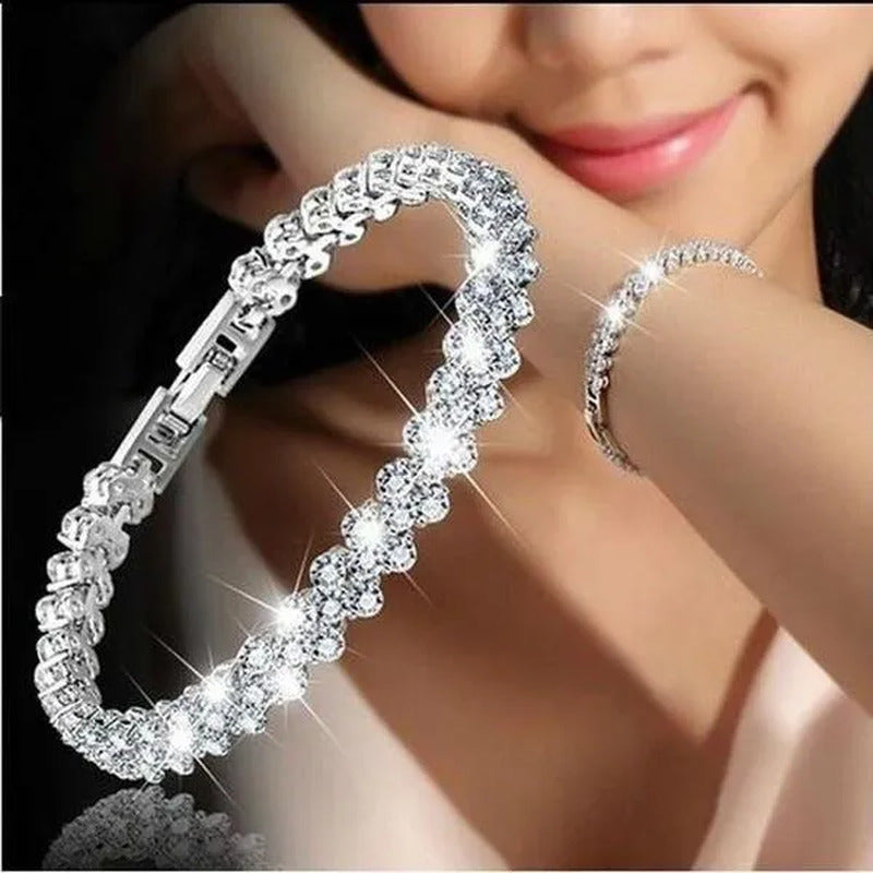 Luxury Fashion Women'S Creative Crystal Bracelet Golden Leaf Bracelet Zircon Bra