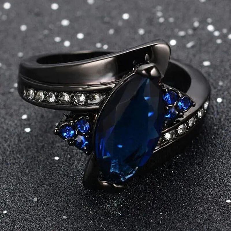 Women'S Rings Size 6-10 Black Sapphire 14K Black Gold Plated Wedding Ring (Choic