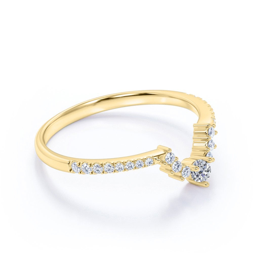 .25 Carat Diamond Crown Matching Ring Band - Contour Stackable Ring - Elegant We