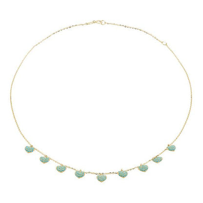 MDR210177 0.33 CTW round Blue Turquoise Cluster Heart Necklace in 14K Yellow Gol
