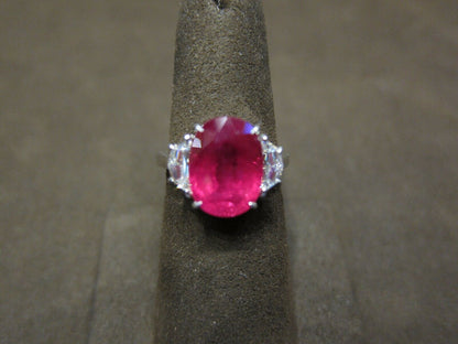 GIA CERTIFIED RUBY OVAL 11.40LENGTHX8.90WIDTHX5.40MMDEPTH SHAPE DIAMOND HALFMOON