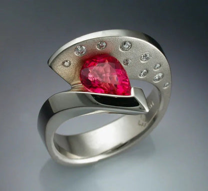 Unique 925 Silver Anniversary Statement Ring Natural Gemstones Ruby Ring Wedding