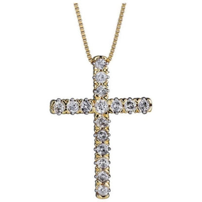 0.23 CT. T.W. Diamond Cross Pendant in 14K Gold