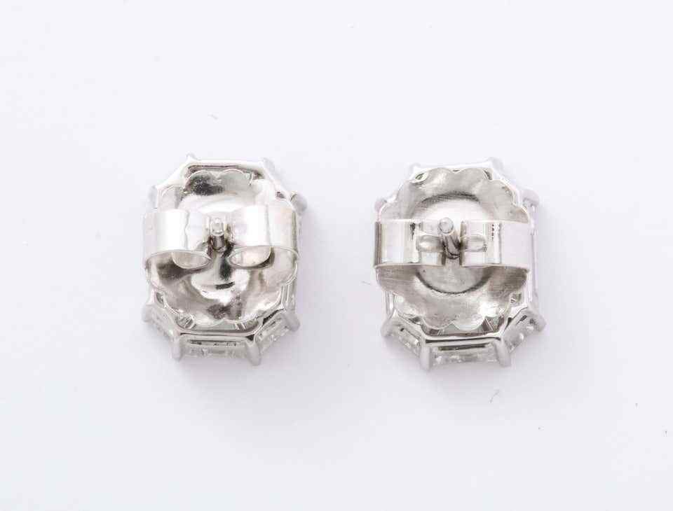 Emerald Cut Diamond Studs Illusion Set