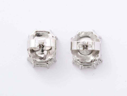 Emerald Cut Diamond Studs Illusion Set