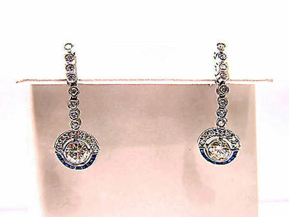 2 ROUND BRILLIANT CUT LARGER DIAMONDS DROPS SET BAGUETTE