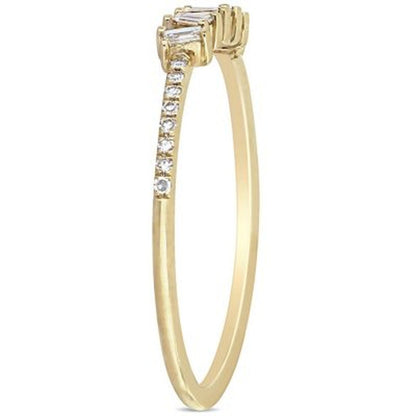 0.13 CT. T.W. Baguette and Round-Cut Diamond Five Stone Ring in 14K Yellow Gold