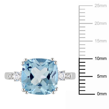 Miabella Women'S 5-5/8 Carat T.G.W. Cushion-Cut Sky Blue Topaz Created White Sap